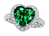 Original Star K™ Large 10mm Heart Shape Simulated Emerald Engagement Wedding Ring