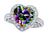 Original Star K™ Large 10mm Heart Shape Rainbow Mystic Topaz Engagement Wedding Ring