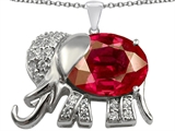 Original Star K™ Large 12x10mm Oval Created Ruby Good Luck Elephant Pendant