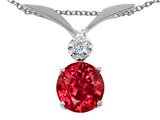 Tommaso Design™ Round 7mm Created Ruby and Genuine Diamond Pendant