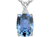 Original Star K™ Large 14x10mm Cushion Cut Simulated Aquamarine Pendant