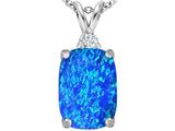 Original Star K™ Large 14x10mm Cushion Cut Created Blue Opal Pendant