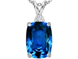 Original Star K™ Large 14x10mm Cushion Cut Simulated Blue Topaz Pendant