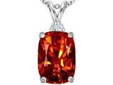 Original Star K™ Large 14x10mm Cushion Cut Simulated Orange Mexican Fire Opal Pendant