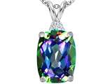 Original Star K™ Large 14x10mm Cushion Cut Rainbow Mystic Topaz Pendant