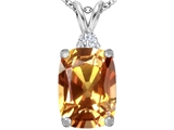 Original Star K™ Large 14x10mm Cushion Cut Simulated Imperial Yellow Topaz Pendant