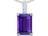 Original Star K™ Large 14x10mm Emerald Cut Simulated Amethyst Pendant