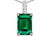 Original Star K™ Large 14x10mm Emerald Cut Simulated Emerald Pendant