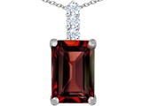 Original Star K™ Large 14x10mm Emerald Cut Simulated Garnet Pendant