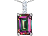Original Star K™ Large 14x10mm Emerald Cut Rainbow Mystic Topaz Pendant