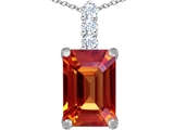 Original Star K™ Large 14x10mm Emerald Cut Simulated Orange Mexican Fire Opal Pendant