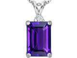 Original Star K™ Large 14x10mm Emerald Cut Simulated Amethyst Pendant