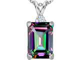 Original Star K™ Large 14x10mm Emerald Cut Rainbow Mystic Topaz Pendant
