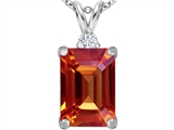 Original Star K™ Large 14x10mm Emerald Cut Simulated Orange Mexican Fire Opal Pendant