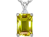 Original Star K™ Large 14x10mm Emerald Cut Simulated Peridot Pendant