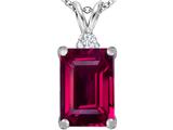 Original Star K™ Large 14x10mm Emerald Cut Created Ruby Pendant