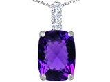 Original Star K™ Large 14x10mm Cushion Cut Simulated Amethyst Pendant