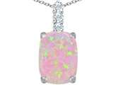 Original Star K™ Large 14x10mm Cushion Cut Created Pink Opal Pendant
