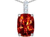 Original Star K™ Large 14x10mm Cushion Cut Simulated Orange Mexican Fire Opal Pendant