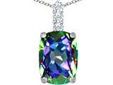 Original Star K™ Large 14x10mm Cushion Cut Rainbow Mystic Topaz Pendant
