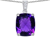 Original Star K™ Large 12x10mm Cushion Cut Simulated Amethyst Pendant