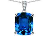 Original Star K™ Large 12x10mm Cushion Cut Simulated Blue Topaz Pendant