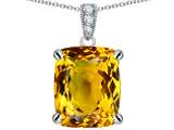 Original Star K™ Large 12x10mm Cushion Cut Simulated Citrine Pendant
