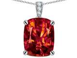 Original Star K™ Large 12x10mm Cushion Cut Simulated Orange Mexican Fire Opal Pendant