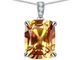 Original Star K™ Large 12x10mm Cushion Cut Simulated Imperial Yellow Topaz Pendant