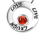 Original Star K™ Live/Love/Laugh Circle of Life Pendant with Round 7mm Simulated Orange Mexican Fire Opal