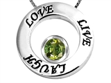 Original Star K™ Live/Love/Laugh Circle of Life Pendant with Round 7mm Simulated Green Tourmaline