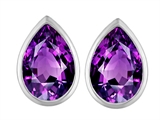 Original Star K™ 9x6mm Pear Shape Genuine Amethyst Earring Studs