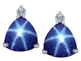 Original Star K™ 7mm Trillion Cut Created Star Sapphire Earring Studs