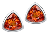 Original Star K™ 7mm Trillion Cut Simulated Orange Mexican Fire Opal Earring Studs