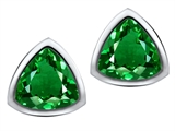 Original Star K™ 7mm Trillion Cut Simulated Emerald Earring Studs
