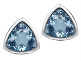 Original Star K™ 7mm Trillion Cut Simulated Aquamarine Earring Studs