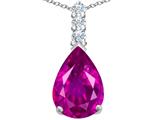 Original Star K™ Large 14x10mm Pear Shape Created Pink Sapphire Pendant