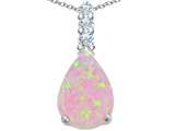 Original Star K™ Large 14x10mm Pear Shape Created Pink Opal Pendant