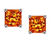 Original Star K™ Square 7mm Simulated Orange Mexican Fire Opal Earrings
