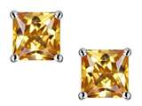 Original Star K™ Square 7mm Simulated Imperial Yellow Topaz Earrings