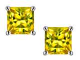 Original Star K™ Square 7mm Simulated Yellow Sapphire Earrings