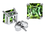 Original Star K™ Square 7mm Simulated Green Tourmaline Earrings