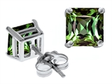 Original Star K™ Square 7mm Simulated Green Sapphire Earrings