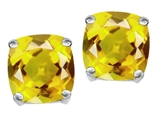 Original Star K™ Cushion Cut 7mm Simulated Yellow Sapphire Earring Studs