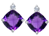 Original Star K™ 7mm Cushion Cut Genuine Amethyst Earring Studs