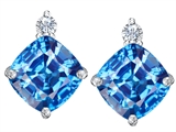 Original Star K™ 7mm Cushion Cut Genuine Blue Topaz Earring Studs