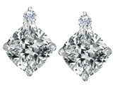 Original Star K™ 7mm Cushion Cut Genuine White Topaz Earring Studs