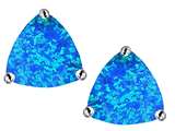 Original Star K™ Trillion 7mm Created Blue Opal Earring Studs