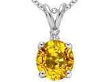Tommaso Design™ 6mm Round Genuine Yellow Sapphire Pendant