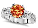 Original Star K™ Round 7mm Simulated Orange Mexican Fire Opal Engagement Wedding Ring